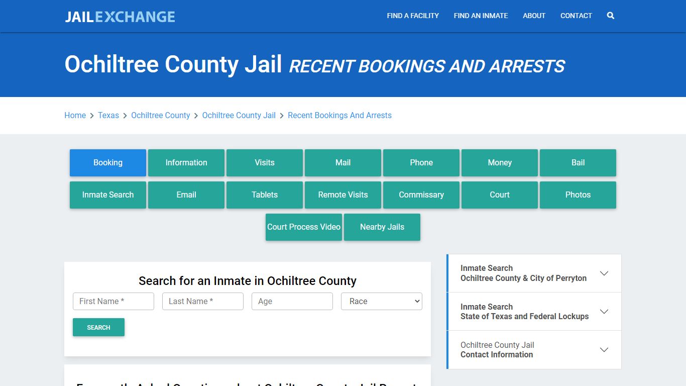 Ochiltree County Jail Recent Bookings And Arrests - Jail Exchange