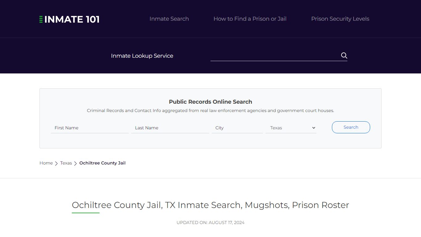 Ochiltree County Jail, TX Inmate Search, Mugshots, Prison Roster